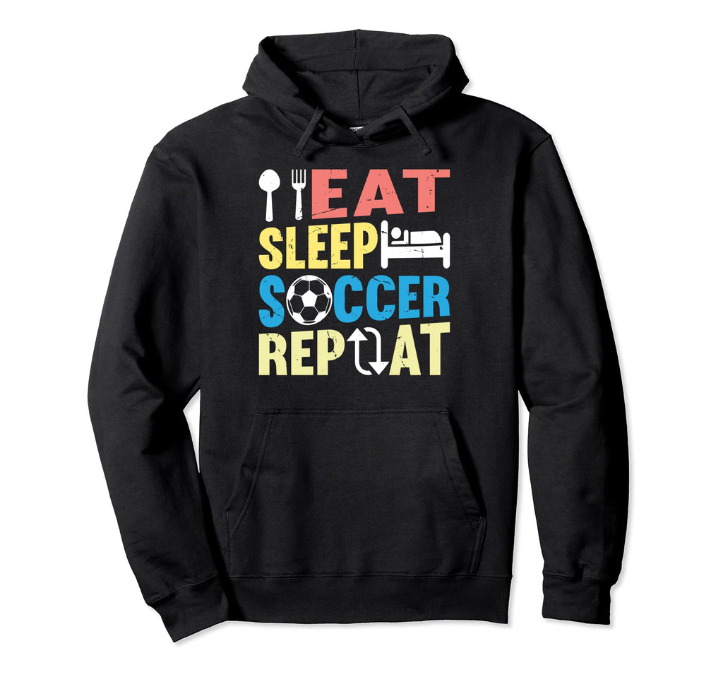 Eat Sleep Soccer Repeat Soccer Player Hoodie - Aesthetic Graphic Men Women