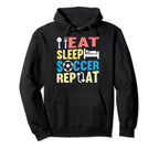 Eat Sleep Soccer Repeat Soccer Player Hoodie - Aesthetic Graphic Men Women