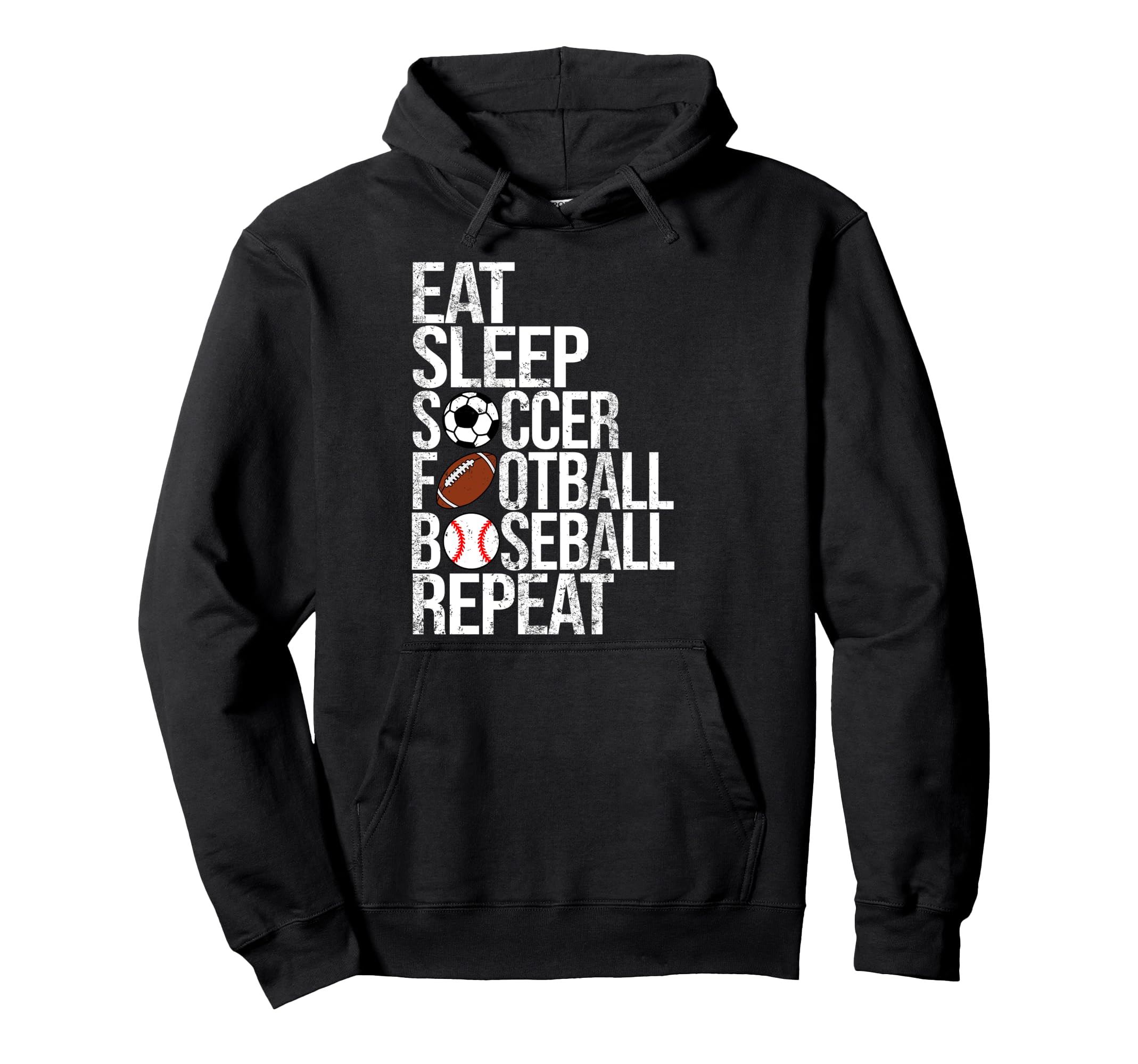 Eat Sleep Soccer Football Baseball Repeat Hoodie - Unique Graphic Unisex