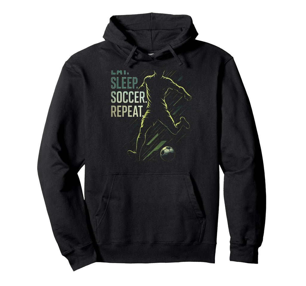 Eat Sleep Soccer Repeat Funny Soccer Player Hoodie - Unique Graphic Unisex