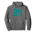 Distressed Teal Number 24 Jersey Hoodie - Aesthetic Graphic for Adults