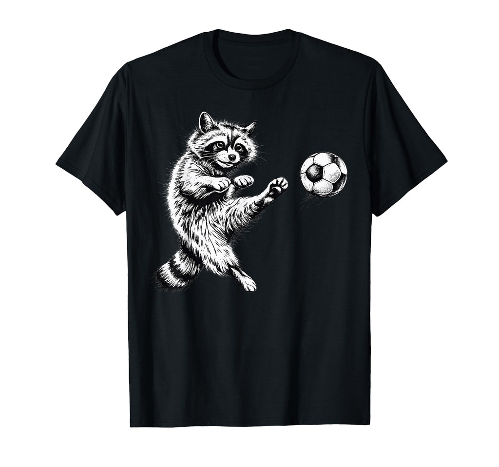 Funny Racoon Soccer Ball Tees T-Shirt - Streetwear Style for Adults
