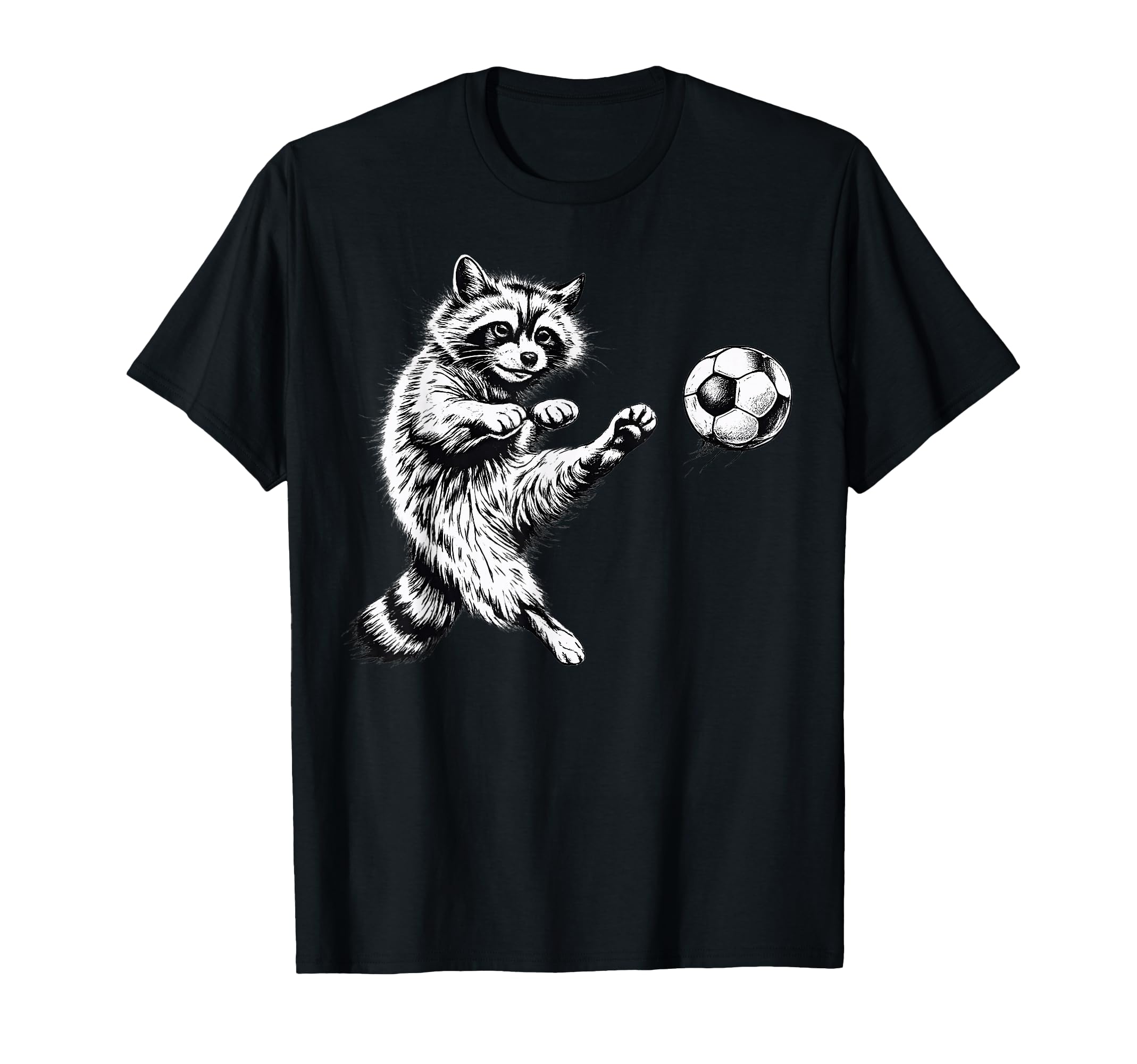 Funny Racoon Soccer Ball Tees T-Shirt - Streetwear Style for Adults