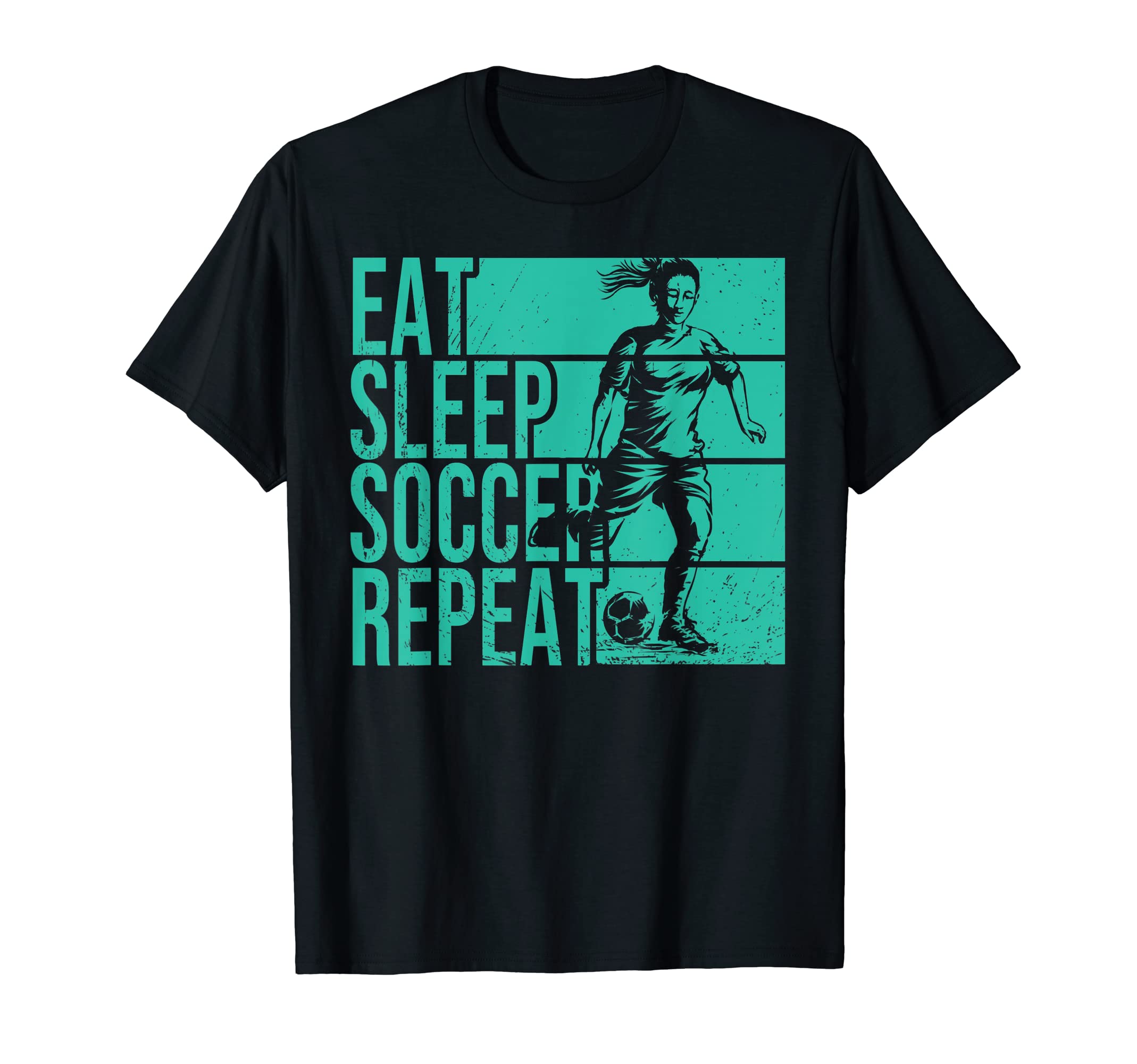 Eat Sleep Soccer Repeat Funny T-Shirt - Unique Graphic for Adults