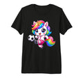 Kawaii Unicorn Playing Soccer Cartoon T-Shirt - Graphic Print Unisex