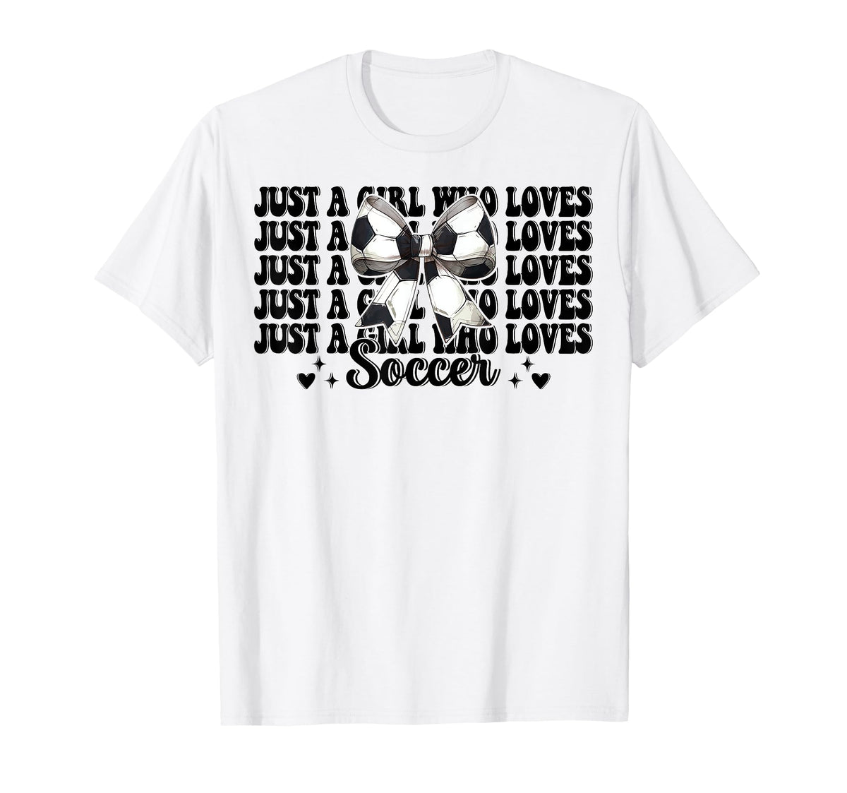 Just Who Loves Soccer Coquette Bow T-Shirt - Minimalist Print Men Women