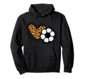 Leopard Heart Soccer Ball Football Mom Hoodie - Minimalist Print Unisex