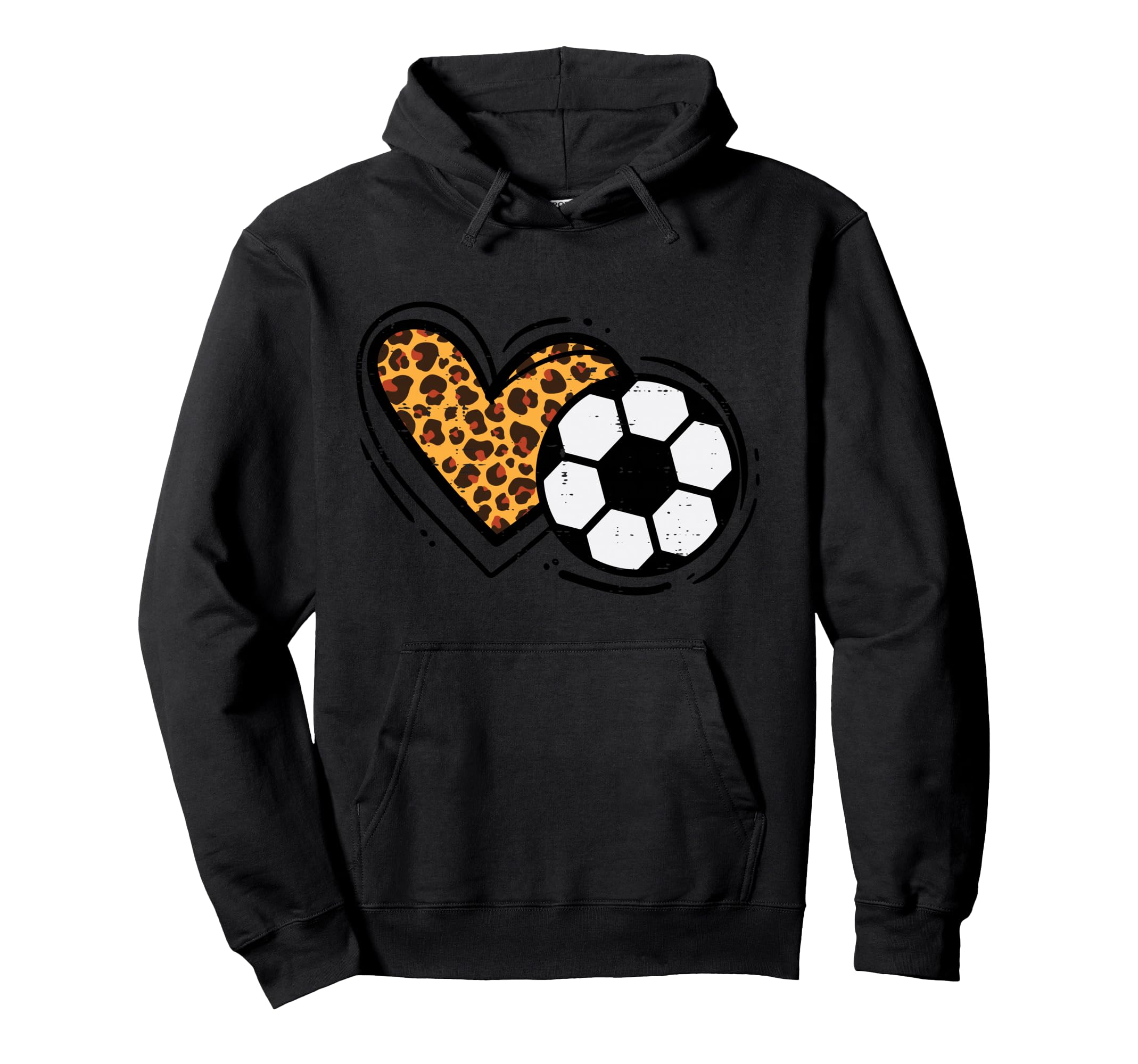 Leopard Heart Soccer Ball Football Mom Hoodie - Minimalist Print Unisex