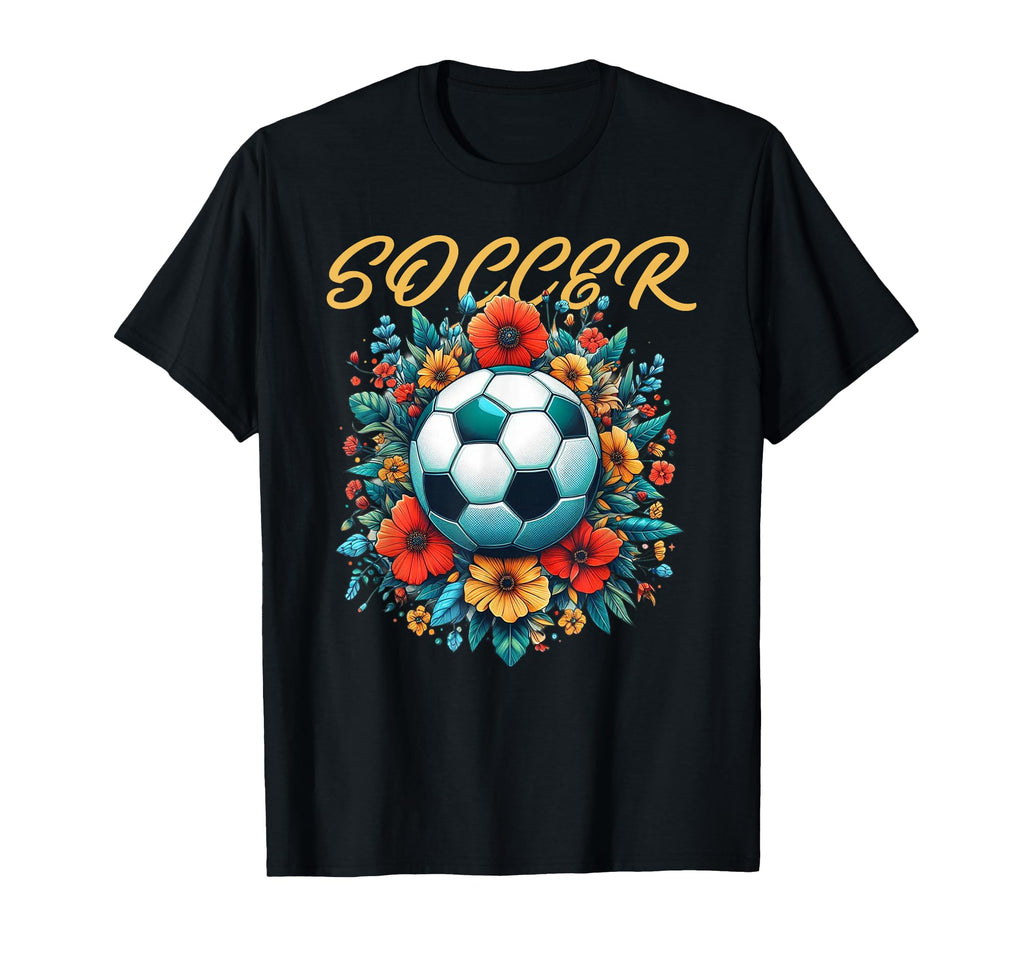 Soccer Ball Floral T-Shirt - Trendy Graphic Unisex