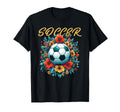 Soccer Ball Floral T-Shirt - Trendy Graphic Unisex
