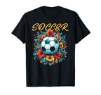 Soccer Ball Floral T-Shirt - Trendy Graphic Unisex