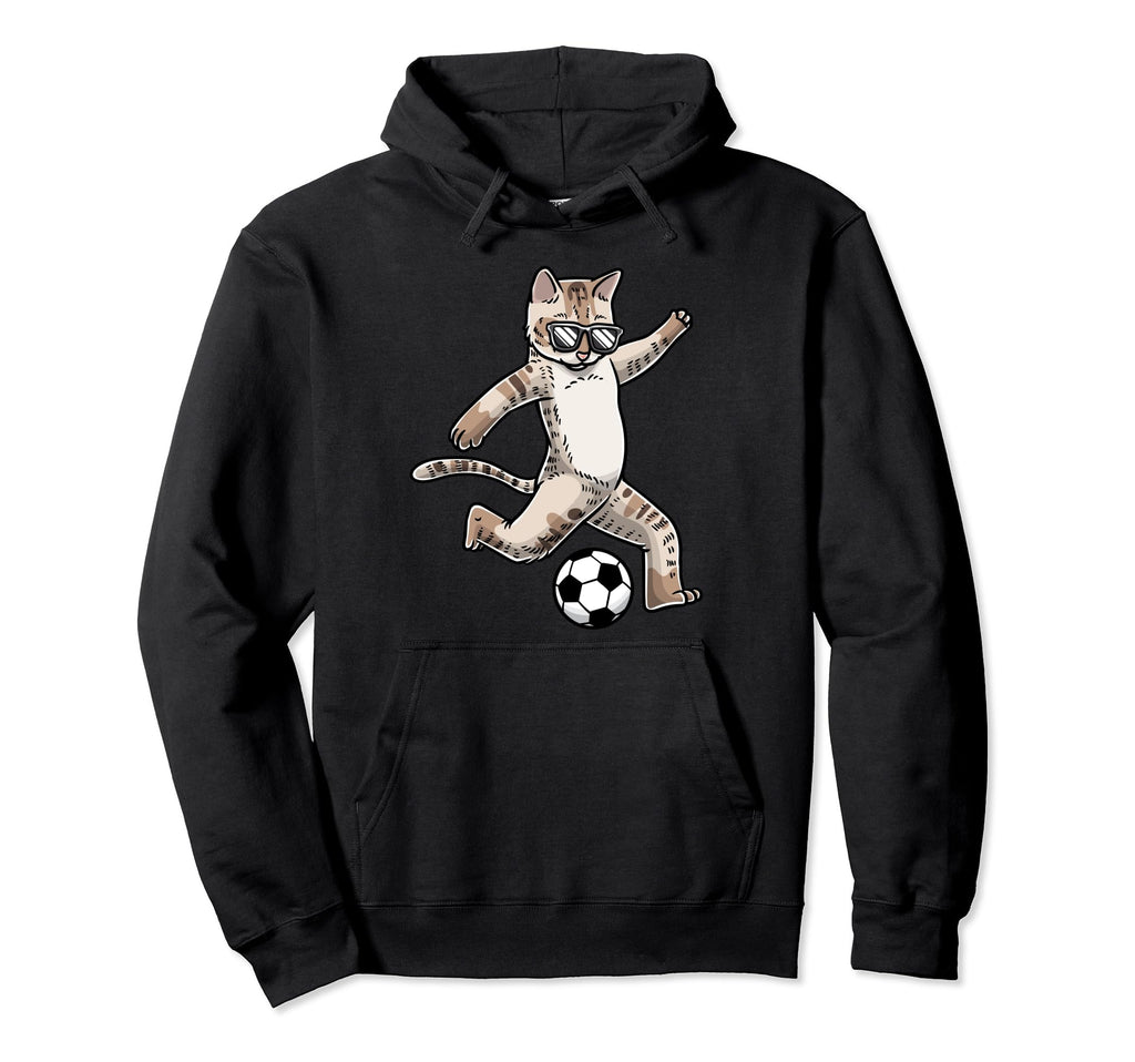 Play Soccer Player Cat Lover Pet Hoodie - Casual Everyday Wear for Adults