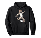Play Soccer Player Cat Lover Pet Hoodie - Casual Everyday Wear for Adults