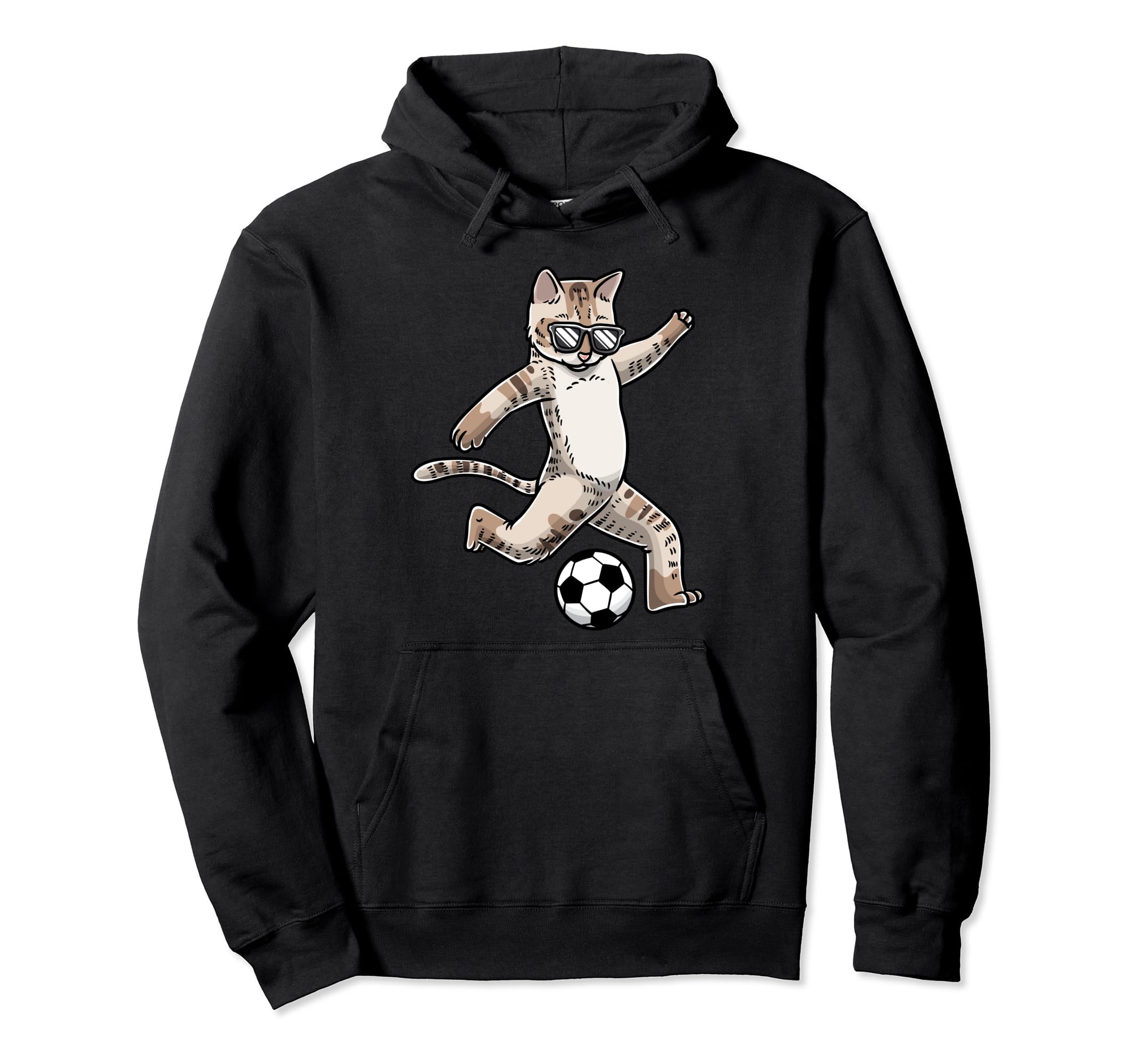 Play Soccer Player Cat Lover Pet Hoodie - Casual Everyday Wear for Adults