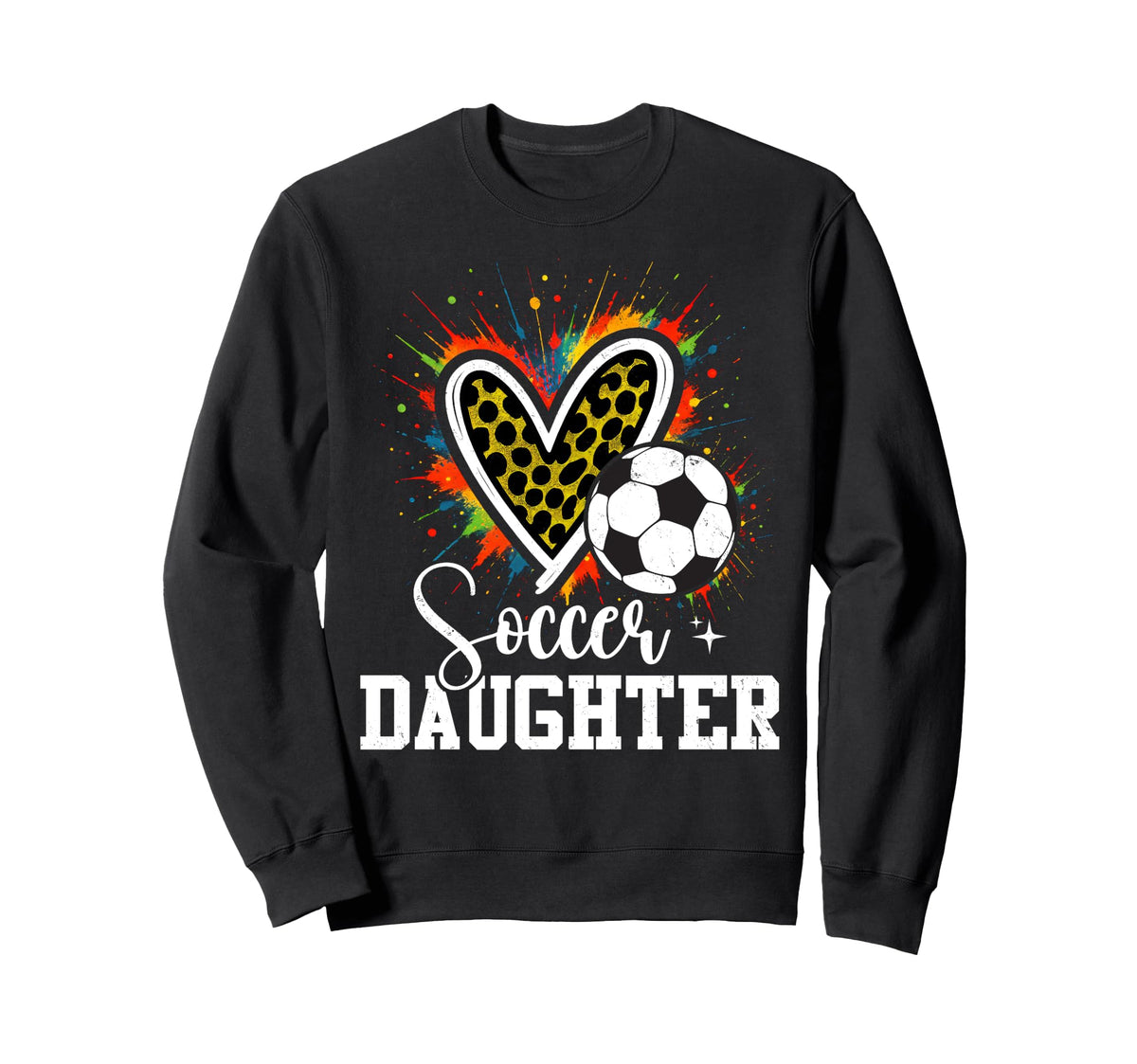 Soccer Daughter Leopard Heart Sweatshirt - Custom Art Print for Adults