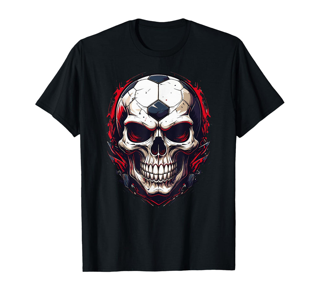 Football Skull Dark Soccer Vibes T-Shirt - Aesthetic Graphic for Adults