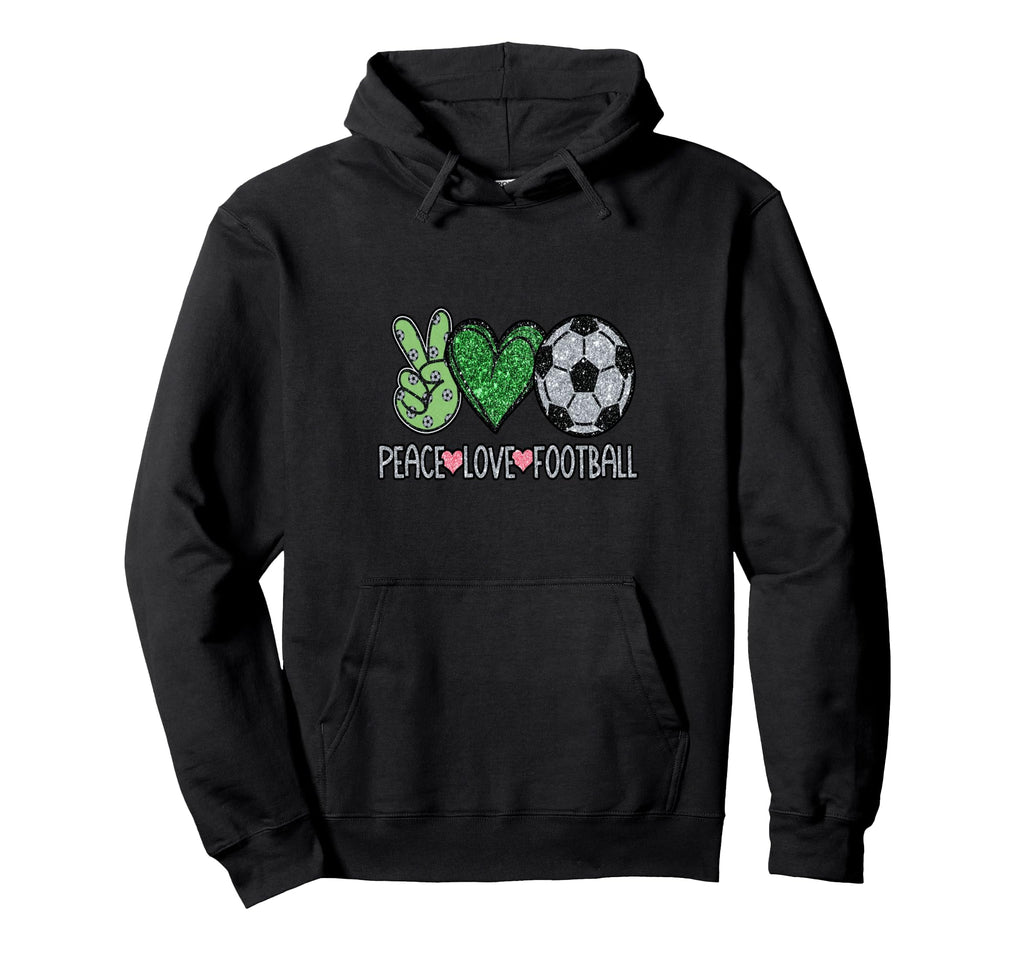 Peace Love Football Soccer Player Fan Hoodie - Novelty Apparel Men Women