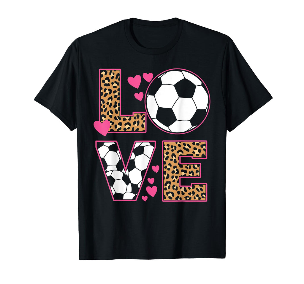 Love Soccer Leopard Soccer Teen T-Shirt - Unique Graphic Unisex