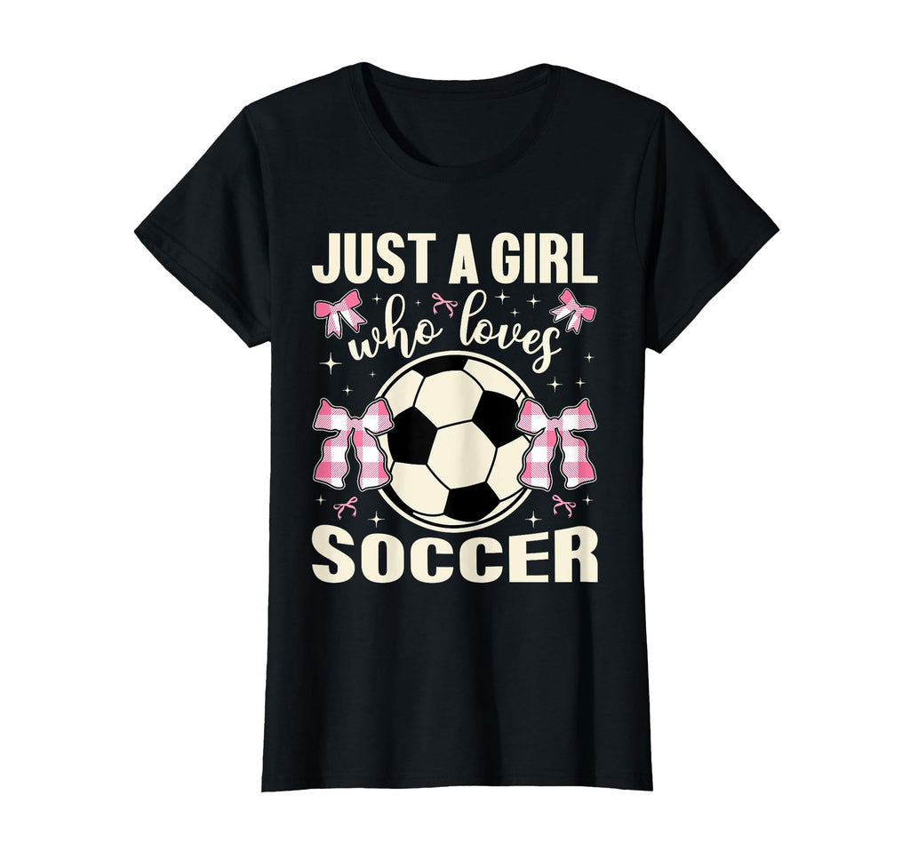 Just Who Loves Soccer Plaid Bows T-Shirt - Casual Everyday Wear for Adults