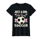 Just Who Loves Soccer Plaid Bows T-Shirt - Casual Everyday Wear for Adults