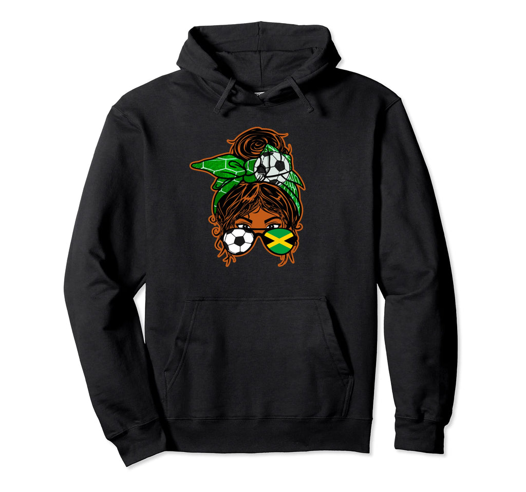 Messy Bun Hair Brown Skin Soccer Hoodie - Aesthetic Graphic for Adults