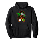 Messy Bun Hair Brown Skin Soccer Hoodie - Aesthetic Graphic for Adults