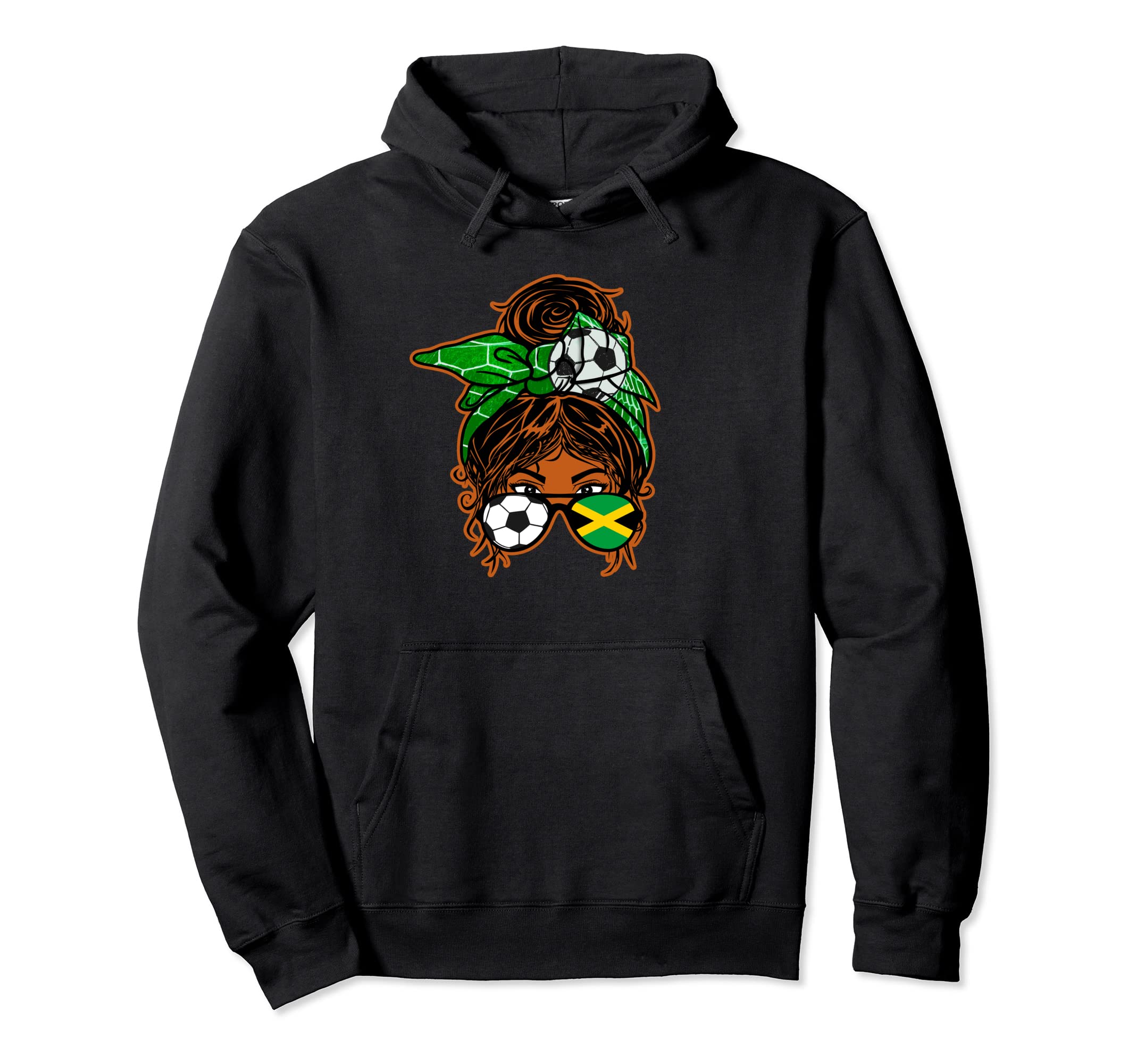 Messy Bun Hair Brown Skin Soccer Hoodie - Aesthetic Graphic for Adults
