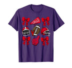 Coquette Game Day Football Mom Red T-Shirt - Custom Art Print Men Women