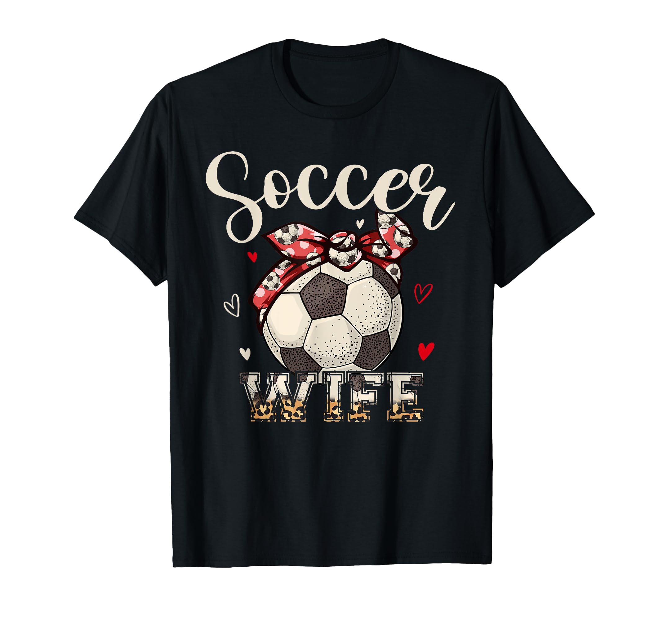 Soccer Wife Headband Leopard Soccer Ball T-Shirt - Graphic Print Men Women