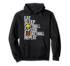 Eat Sleep Softball Soccer Hoodie - Casual Everyday Wear for Adults