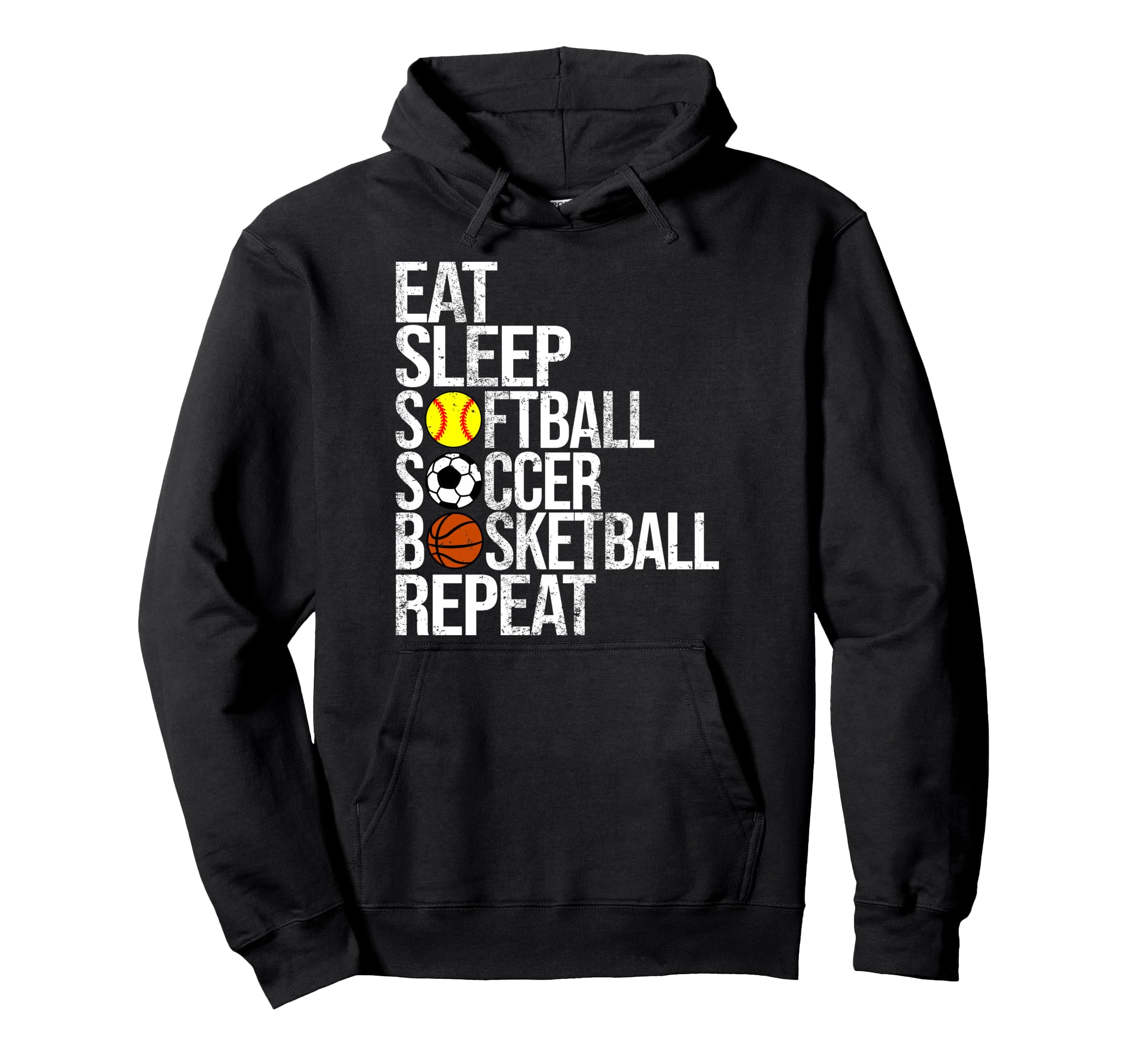 Eat Sleep Softball Soccer Hoodie - Casual Everyday Wear for Adults