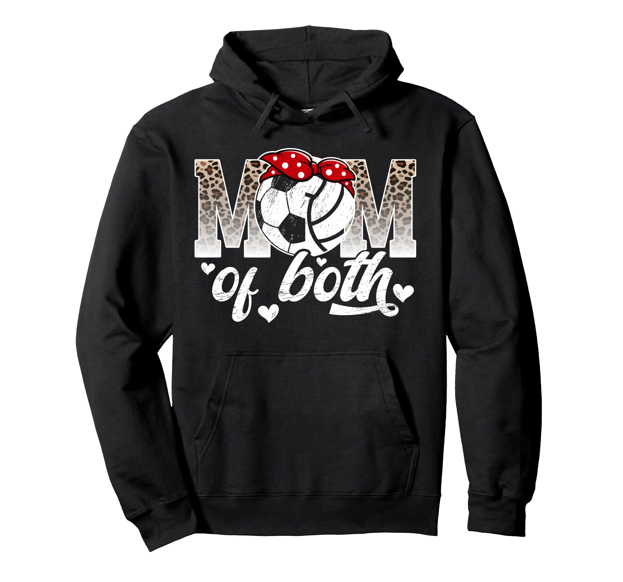 Mom Both Leopard Volleyball Soccer Mom Hoodie - Streetwear Style Unisex