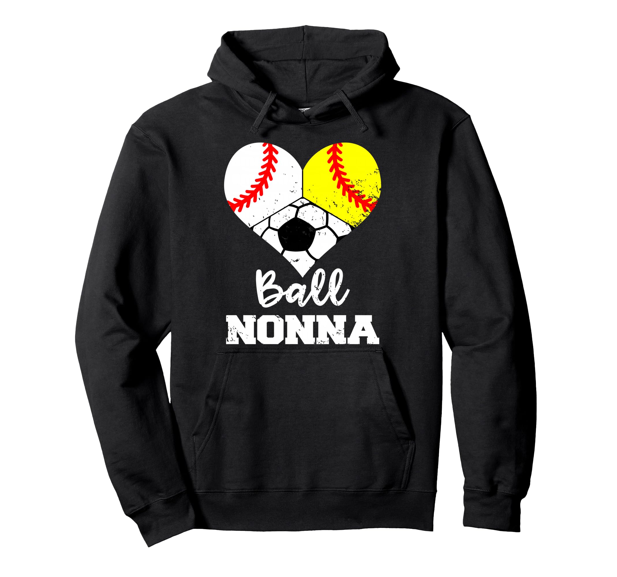 Ball Nonna Heart Funny Baseball Softball Hoodie - Minimalist Print Unisex