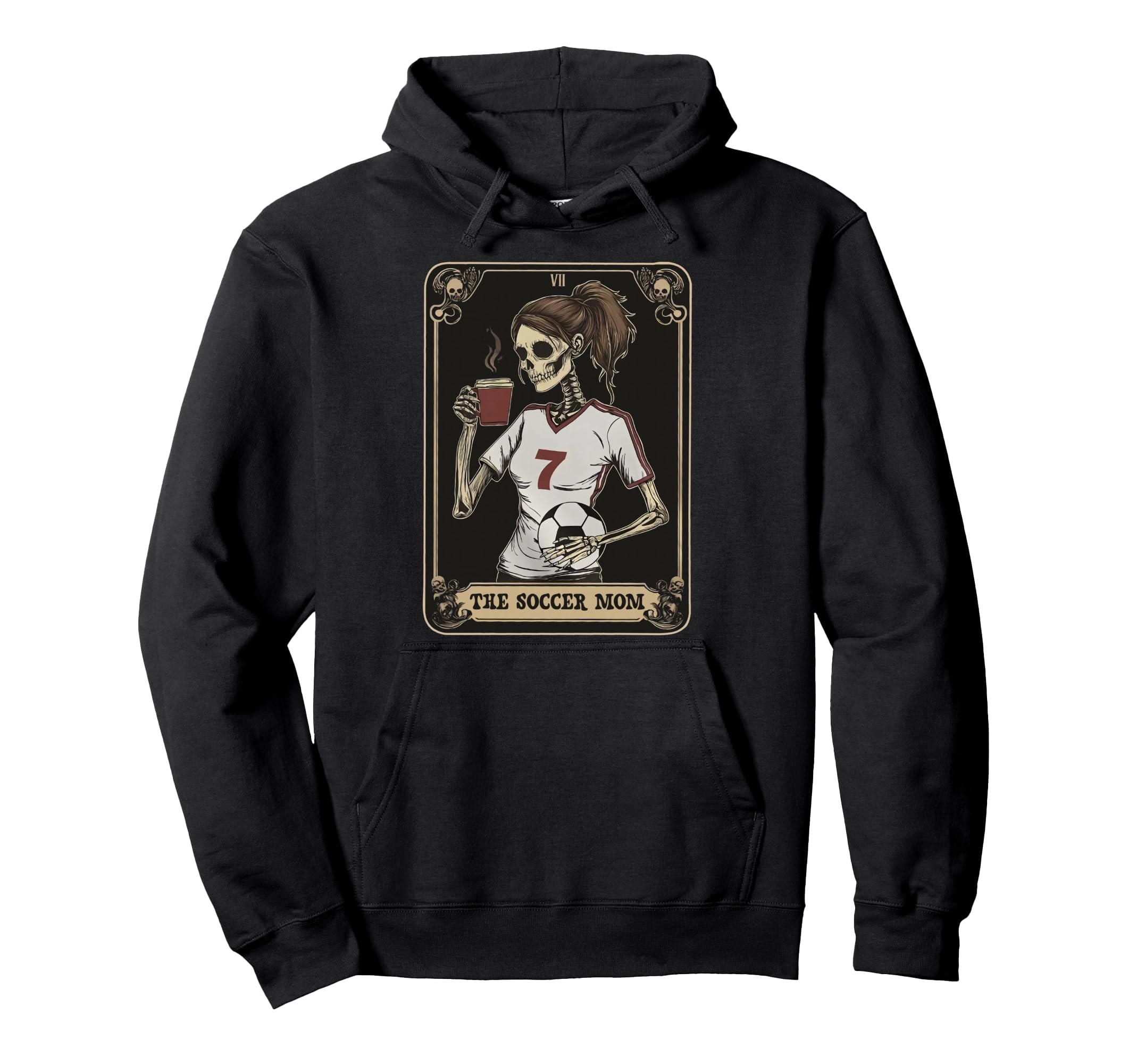 Soccer Mom Skeleton Tarot Card Halloween Hoodie - Fun Novelty Design Unisex