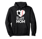 Ball Mom Soccer Baseball Heart Sports Mama Hoodie - Graphic Print Unisex