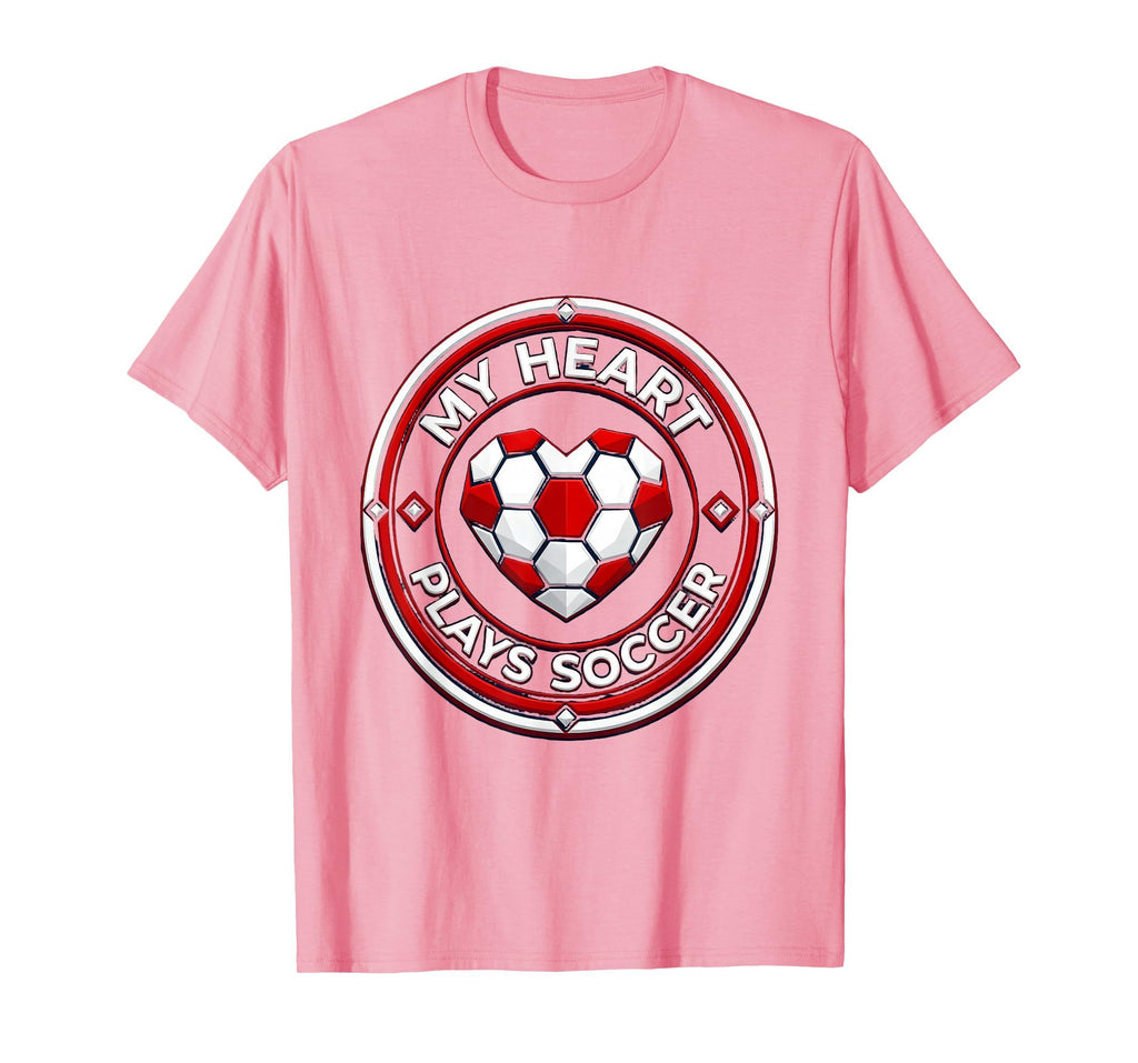 My Heart Plays Soccer Proud Soccer Mom T-Shirt - Unique Graphic Men Women