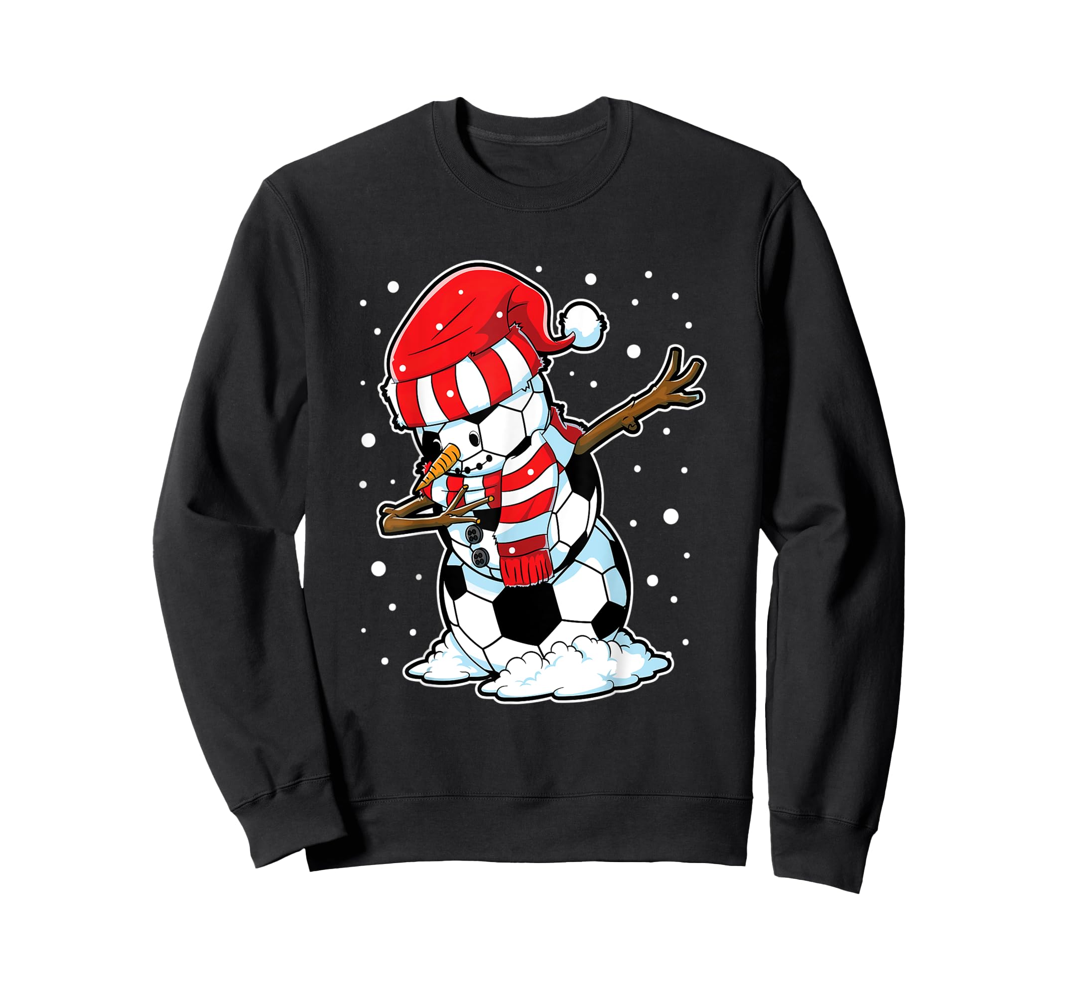 Dabbing Soccer Snowman Hat Funny Sweatshirt - Fun Novelty Design Men Women