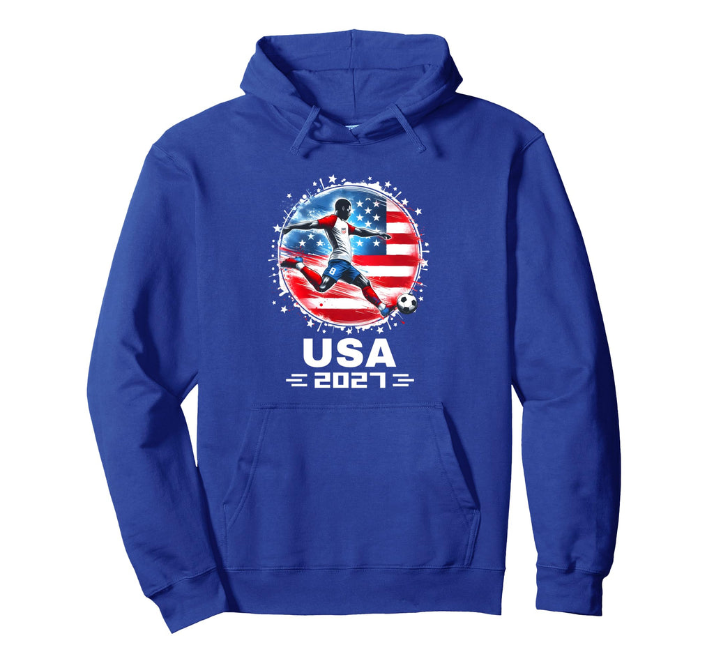 American Flag Soccer Team Soccer 2027 Hoodie - Minimalist Print for Adults