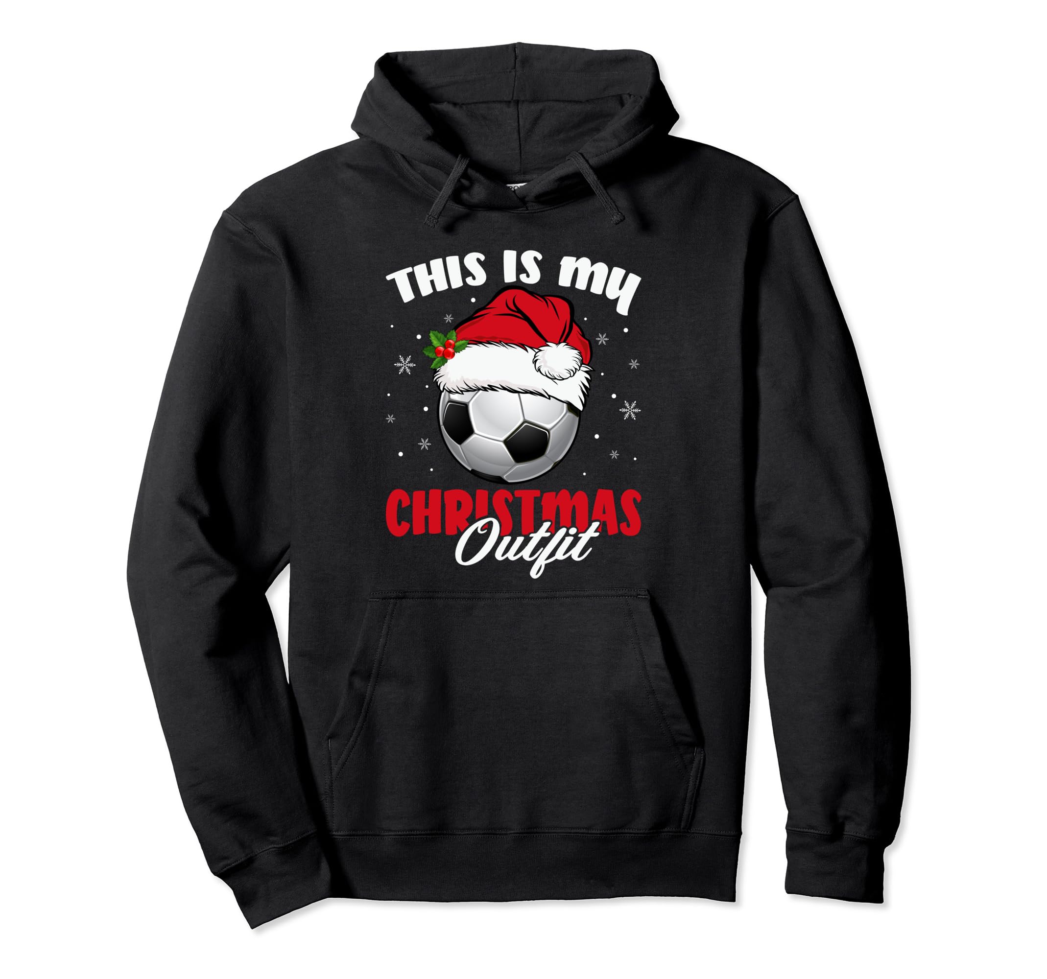 Pajama Santa Hat Soccer Ball Hoodie - Graphic Print Men Women