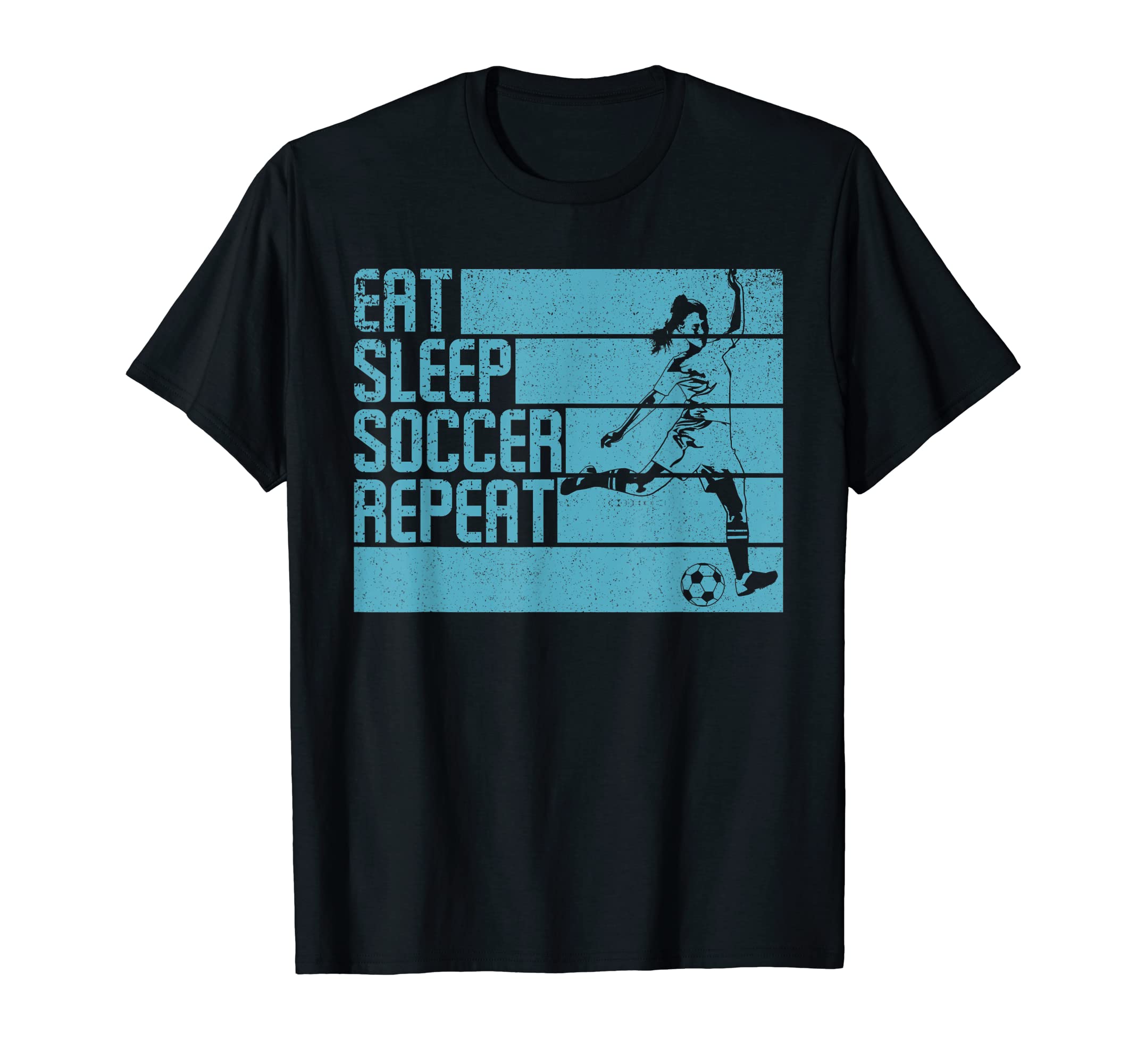 Eat Sleep Soccer Repeat Funny T-Shirt - Minimalist Print Men Women
