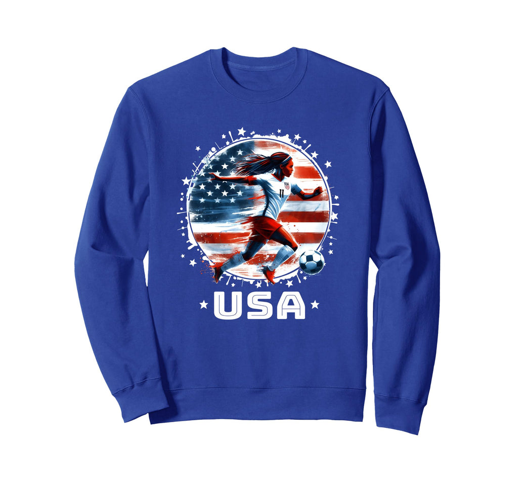 American Flag Soccer Womens Soccer Sweatshirt - Unique Graphic Men Women