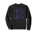 Navy Number 12 Athlete Sports Jersey Sweatshirt - Graphic Print Unisex