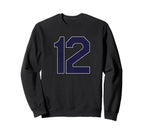 Navy Number 12 Athlete Sports Jersey Sweatshirt - Graphic Print Unisex