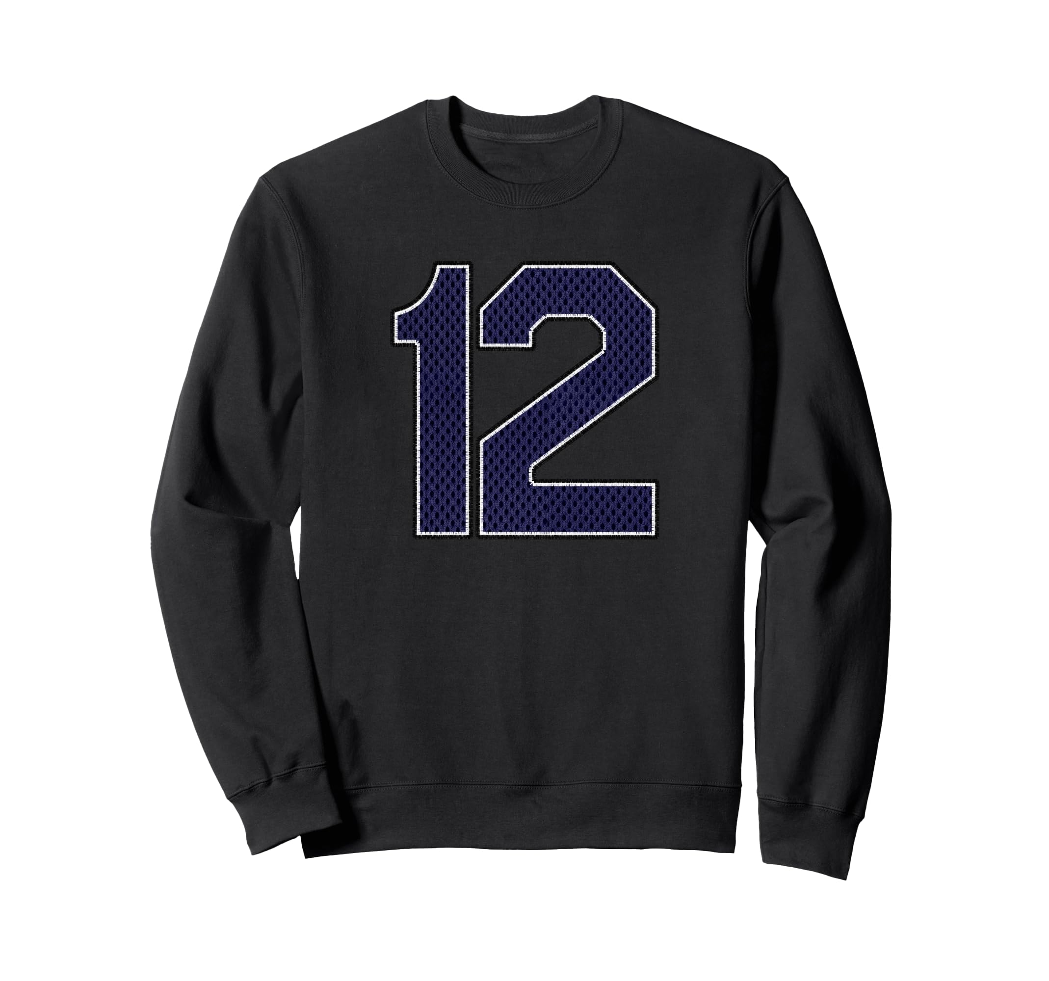 Navy Number 12 Athlete Sports Jersey Sweatshirt - Graphic Print Unisex