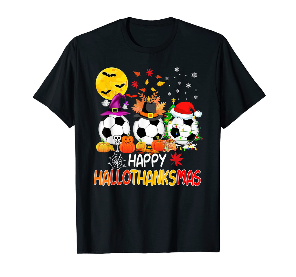 Happy Hallothanksmas Soccer Witch Santa T-Shirt - Trendy Graphic Men Women