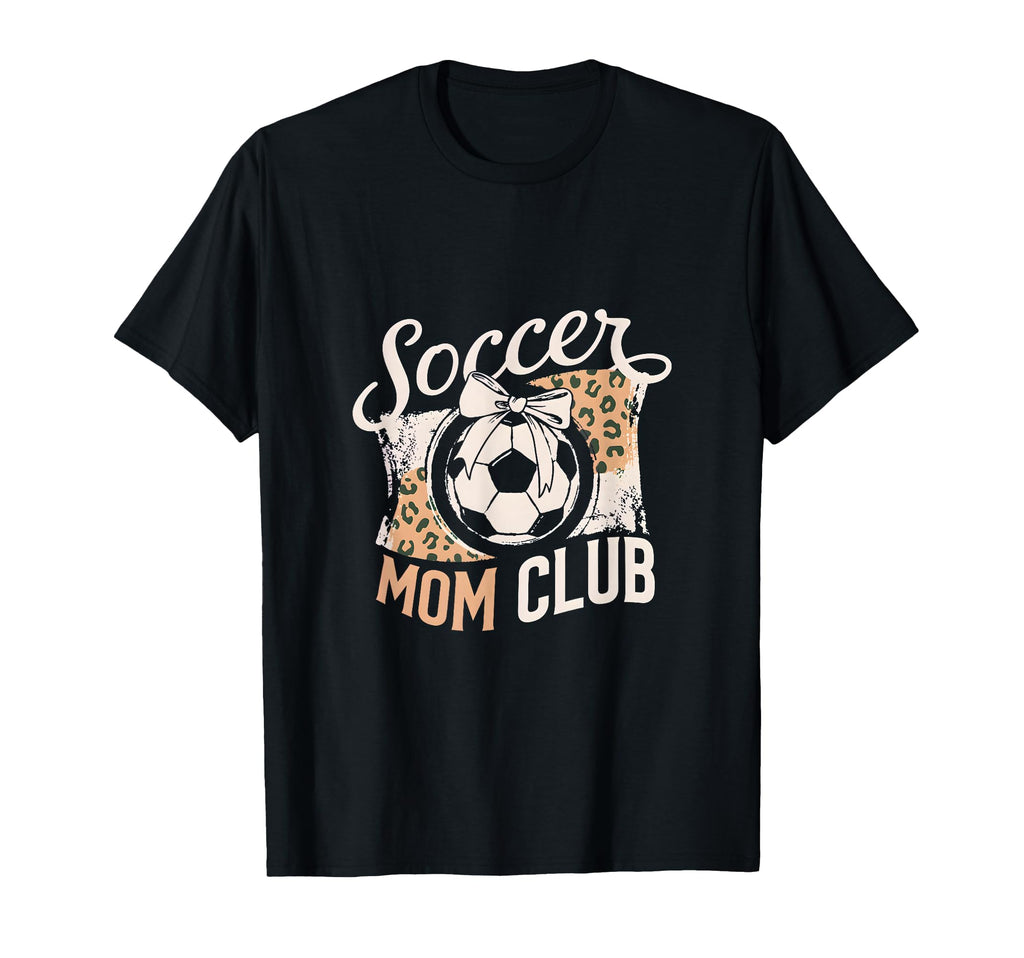 Soccer Mom Club Leopard Bow Mama Pride T-Shirt - Graphic Print Unisex