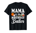Mama Birthday Baller Sports Birthday T-Shirt - Aesthetic Graphic Unisex