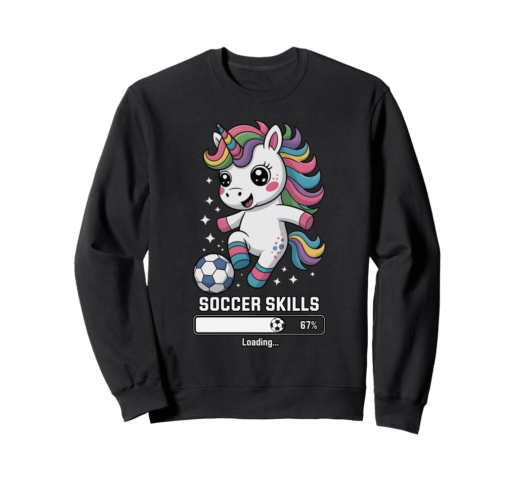 Unicorn Soccer Skills Loading Sweatshirt - Minimalist Print for Adults