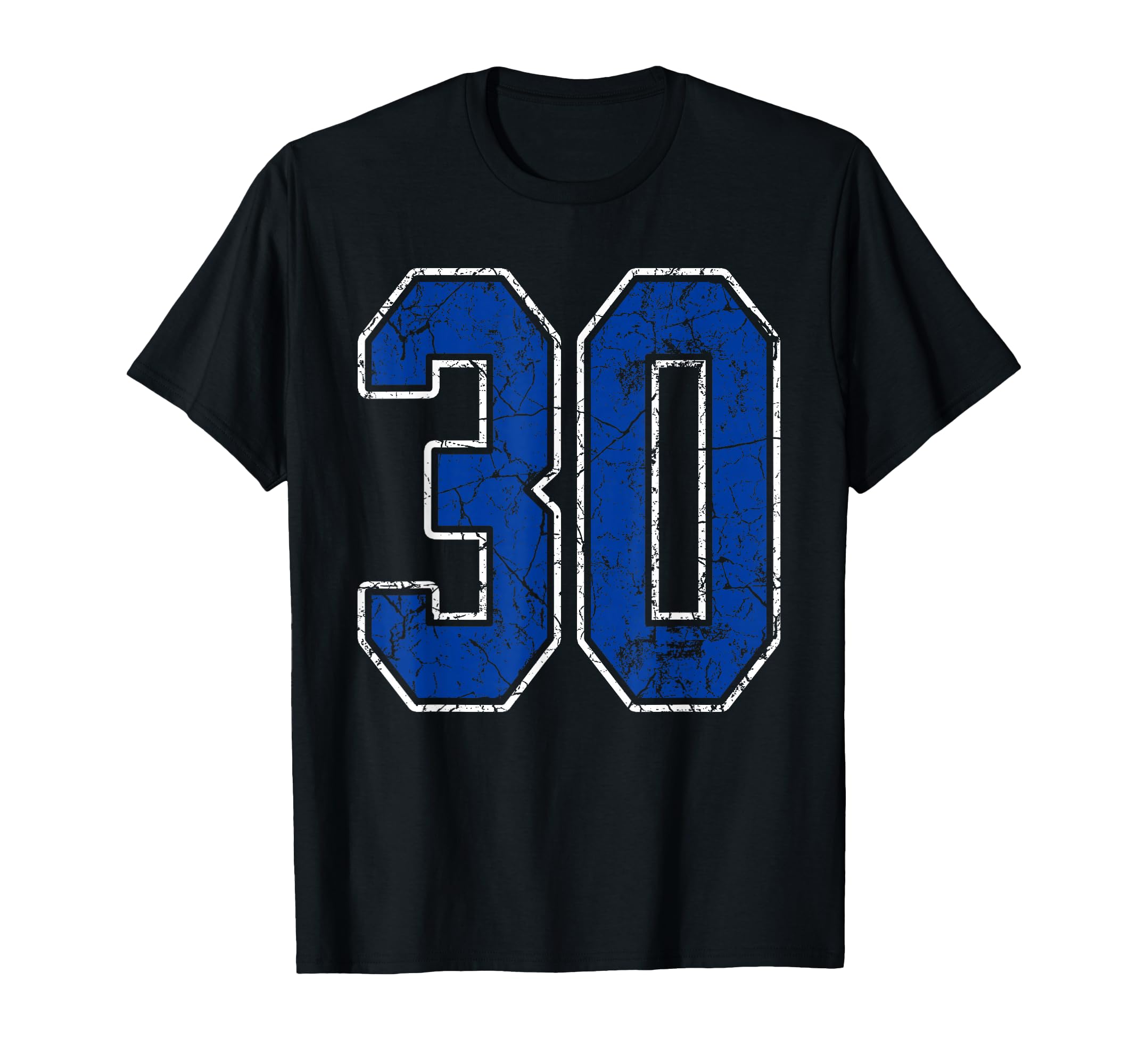 Royal Blue And White Number 30 Jersey T-Shirt - Unique Graphic Unisex