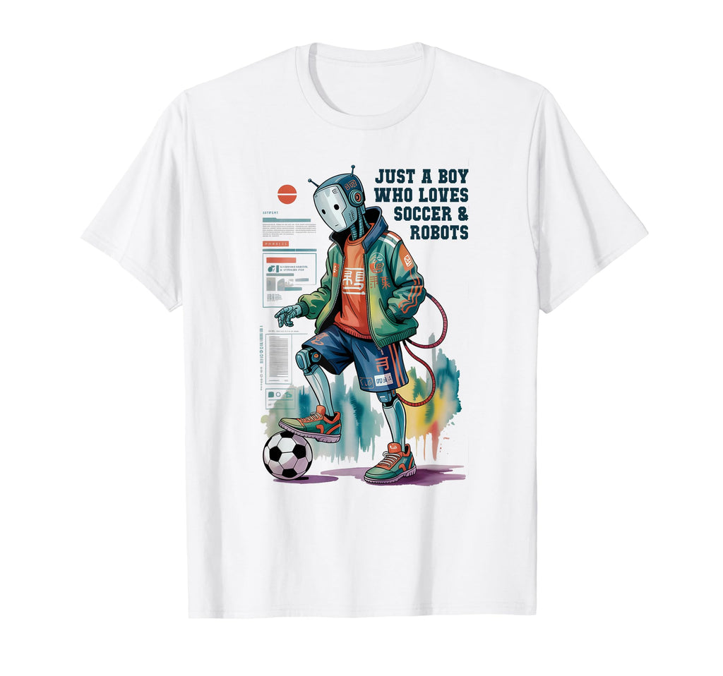 Just Who Loves Soccer Robots Play T-Shirt - Fun Novelty Design for Adults